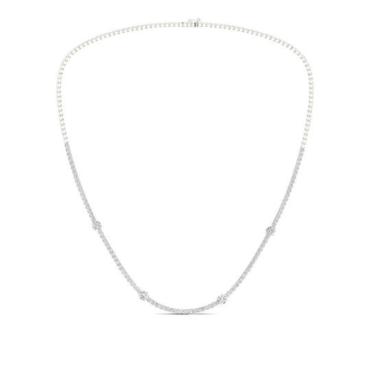 Adamante 6 ct. tw. Lab-Grown Round Diamond 18-inch Tennis Necklace in 14K White Gold close-up detail