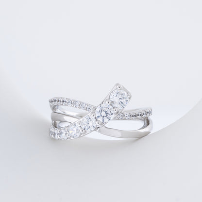 Adamante 1 ct. tw. Lab-Grown Round Diamond Journey Crossover Ring in 14K White Gold full view