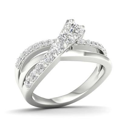 Adamante 1 ct. tw. Lab-Grown Round Diamond Journey Crossover Ring in 14K White Gold front view