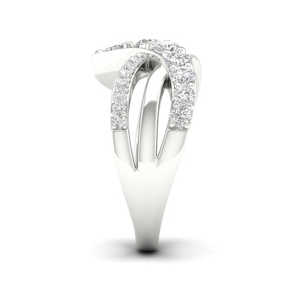 Adamante 1 ct. tw. Lab-Grown Round Diamond Journey Crossover Ring in 14K White Gold close-up detail