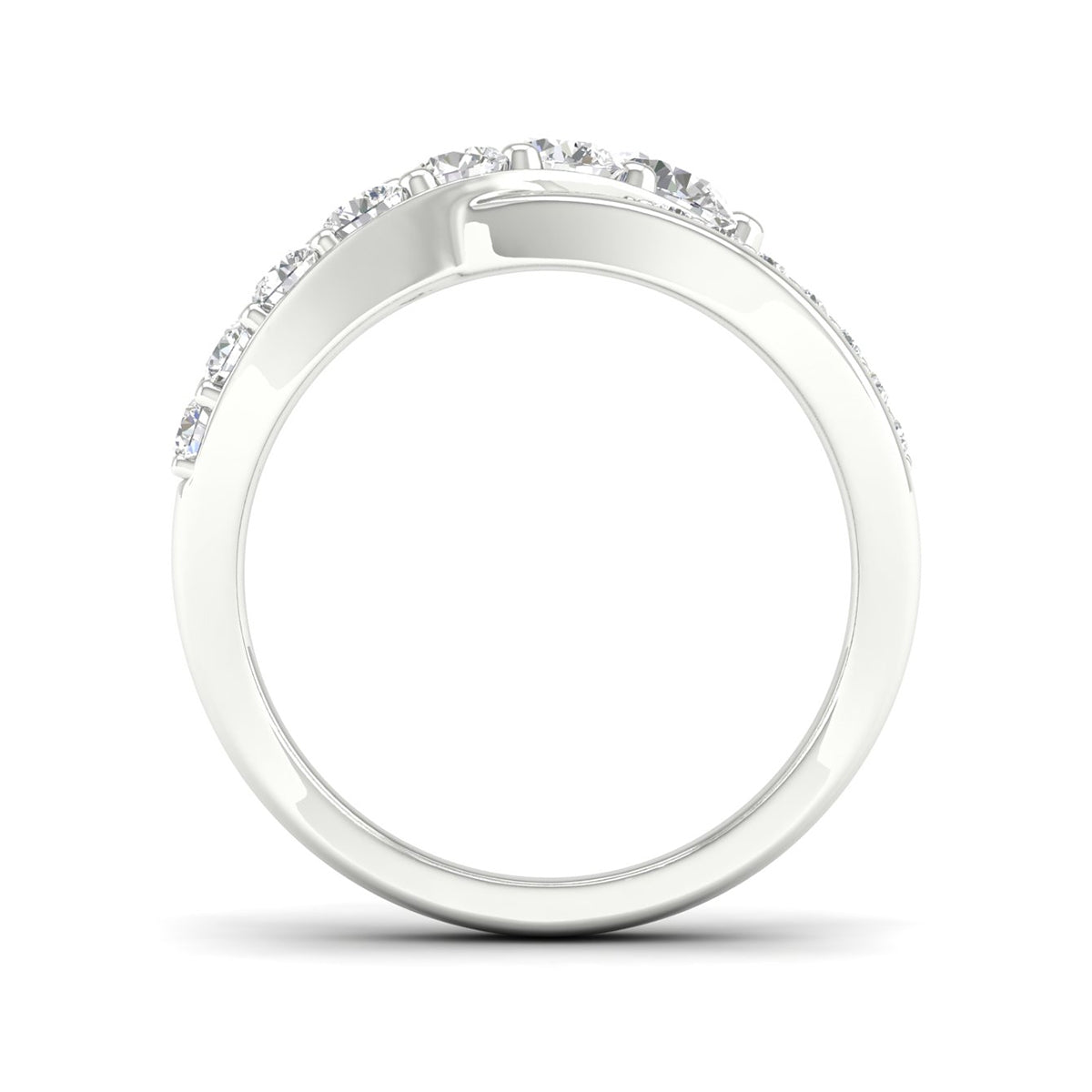 Adamante 1 ct. tw. Lab-Grown Round Diamond Journey Crossover Ring in 14K White Gold side profile