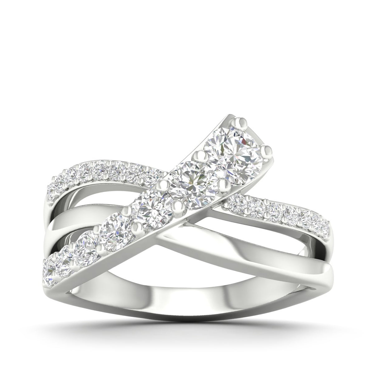Adamante 1 ct. tw. Lab-Grown Round Diamond Journey Crossover Ring in 14K White Gold