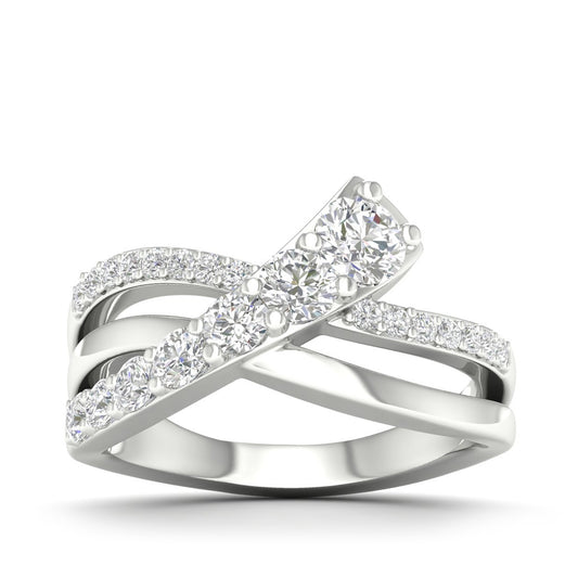 Adamante 1 ct. tw. Lab-Grown Round Diamond Journey Crossover Ring in 14K White Gold