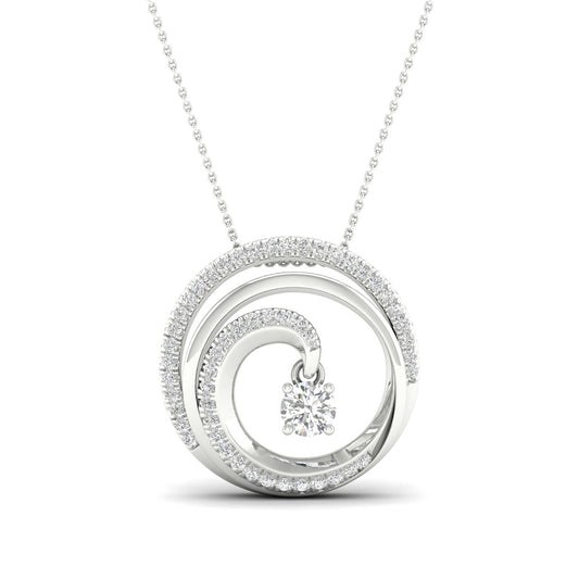 1/3 ct. tw. Round Diamond Swirl Twinkling Pendant in 10K White Gold