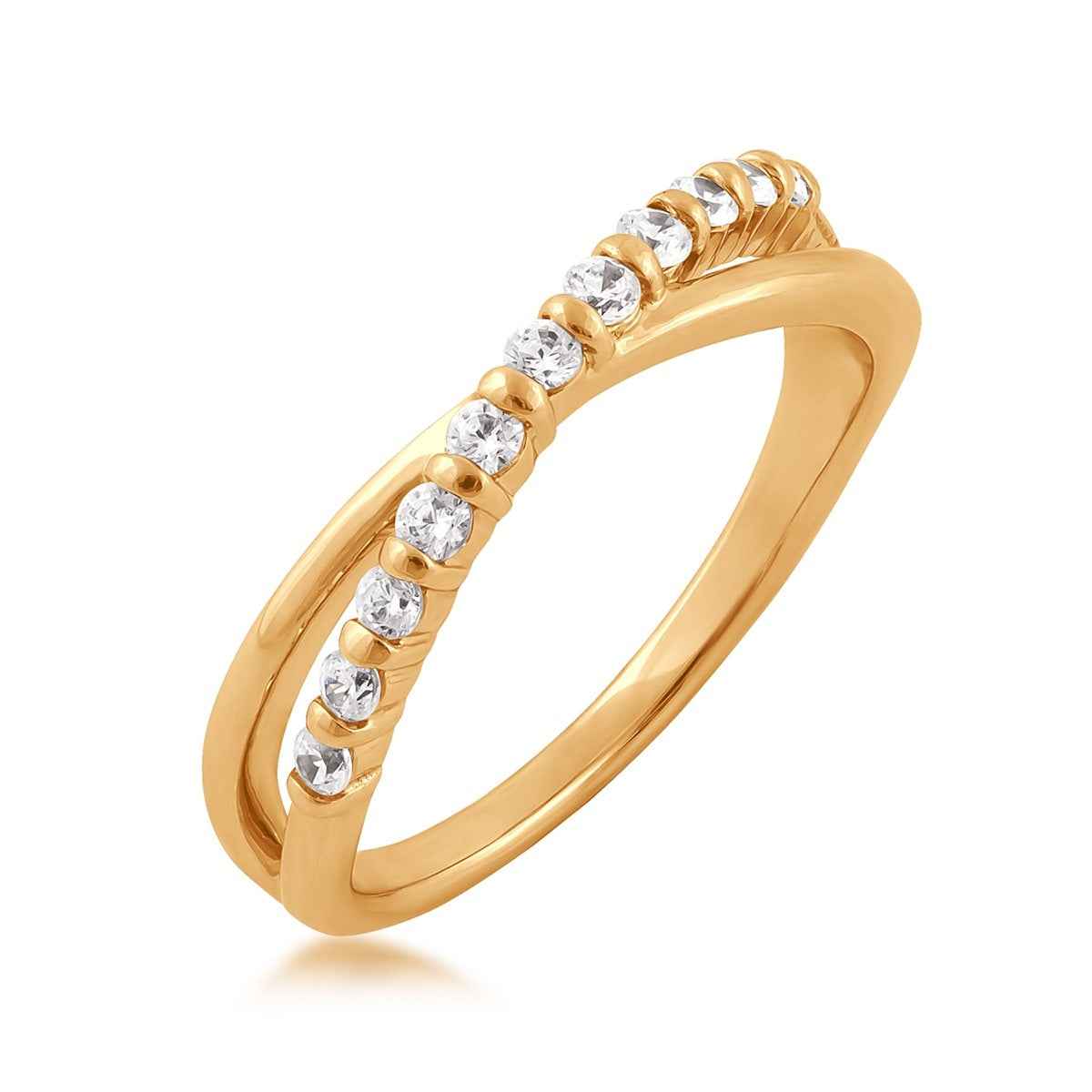 Demi Fine 1/4 ct. tw. Round Diamond Crossover Ring in 10K Yellow Gold front view