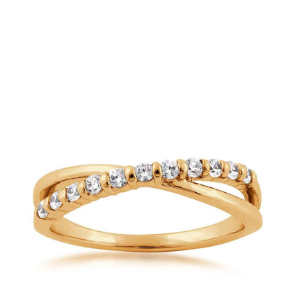 Demi Fine 1/4 ct. tw. Round Diamond Crossover Ring in 10K Yellow Gold