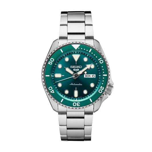 Seiko Men's 5 Sports Automatic Stainless Steel Watch with Green Dial