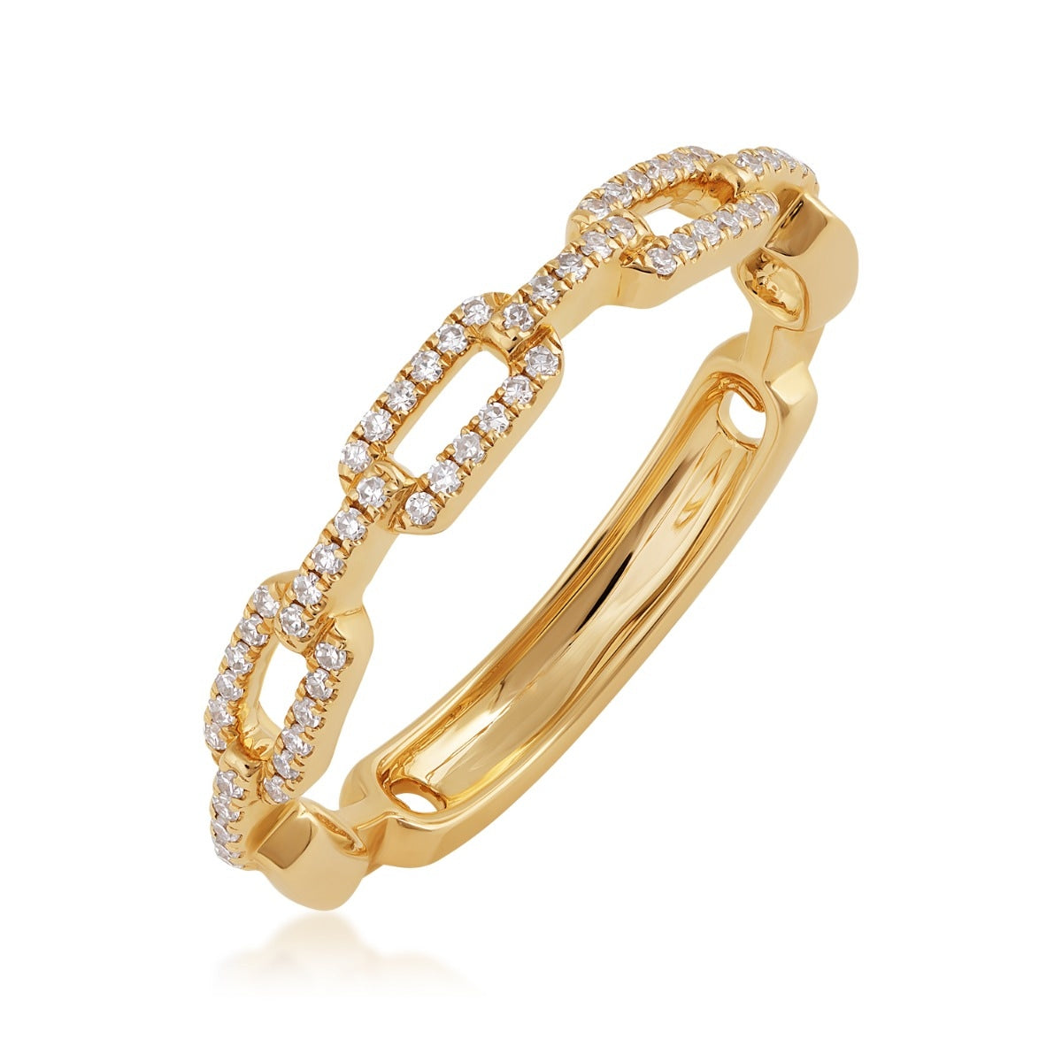 JustDesi 1/8 ct. tw. Diamond Paperclip Ring in 14K Yellow Gold front view