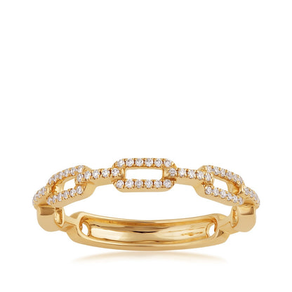 JustDesi 1/8 ct. tw. Diamond Paperclip Ring in 14K Yellow Gold