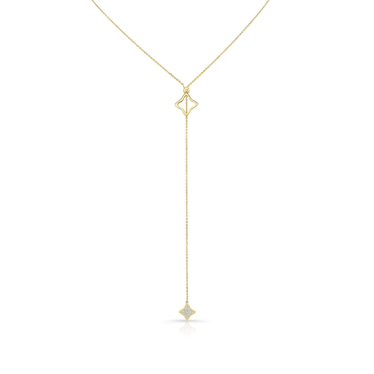 JustDesi Diamond Accent Starburst Convertible Lariat Necklace in 14K Yellow Gold