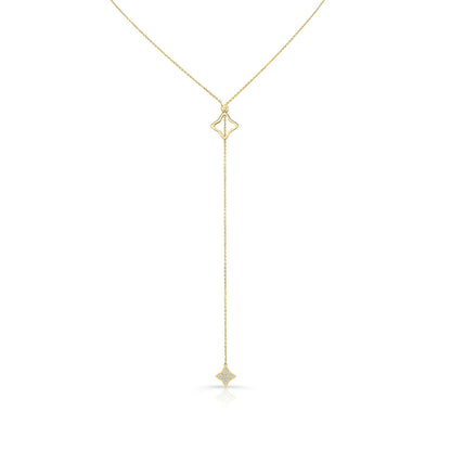 JustDesi Diamond Accent Starburst Convertible Lariat Necklace in 14K Yellow Gold