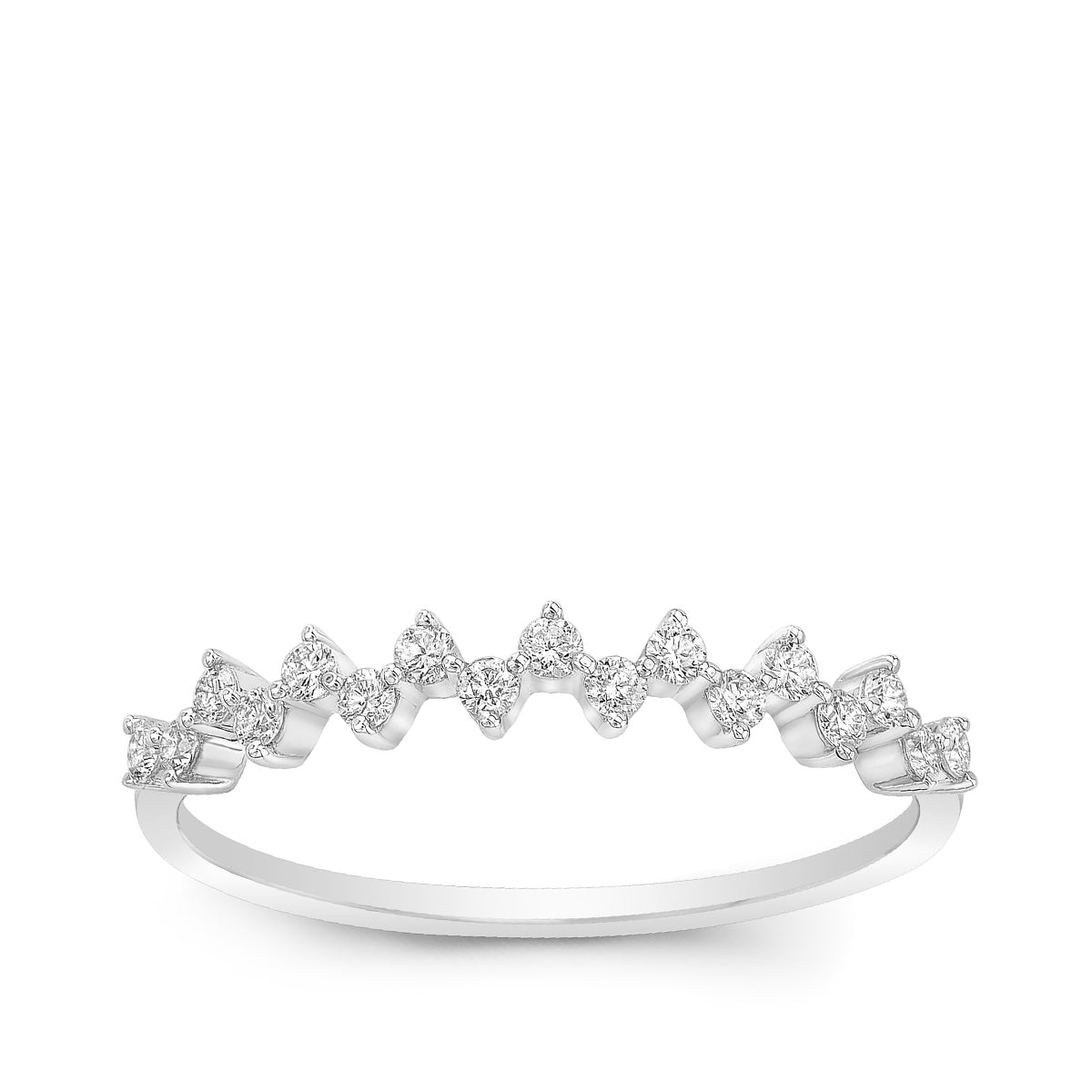 JustDesi 1/5 ct. tw. Diamond Offset Stackable Ring in 14K White Gold
