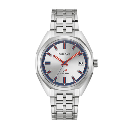Bulova Men's Jet Star Quartz Stainless Steel Watch Set with Silver Dial & Blue Leather Strap