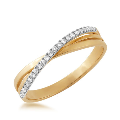 1/10 ct. tw. Diamond Crossover Ring in 10K Yellow Gold front view