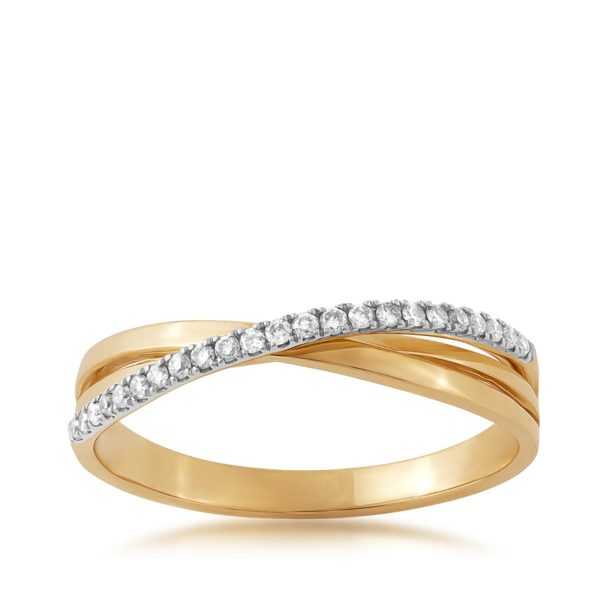 1/10 ct. tw. Diamond Crossover Ring in 10K Yellow Gold
