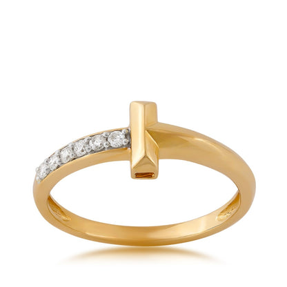 1/10 ct. tw. Diamond Cross Ring in 10K Yellow Gold