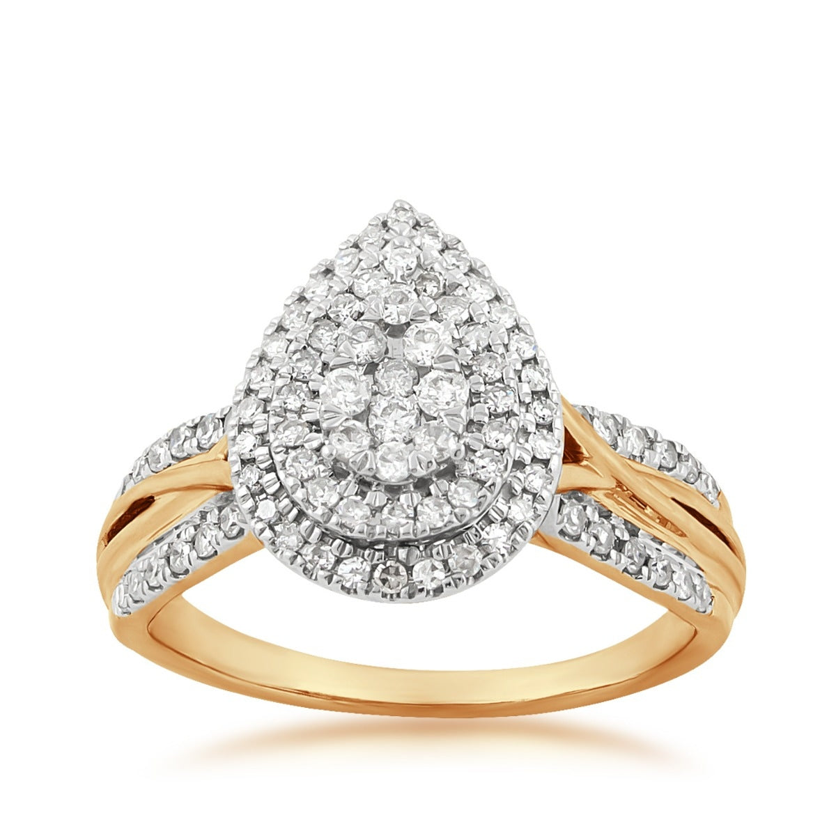 1/2 ct. tw. Diamond Pear-Shape Cluster Halo Ring in 10K Yellow Gold