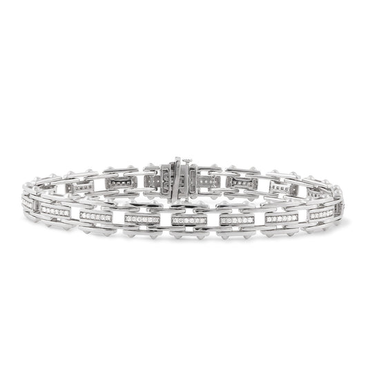 Men's 1 ct. tw. Diamond 8.5-inch Link Bracelet in Sterling Silver