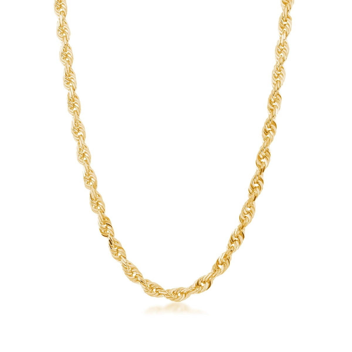 4.4mm 22-inch Solid Diamond Cut Rope Chain in 10K Yellow Gold