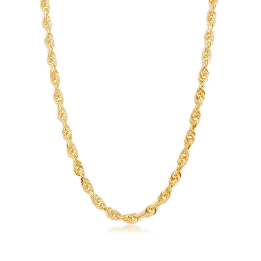 4.4mm 22-inch Solid Diamond Cut Rope Chain in 10K Yellow Gold