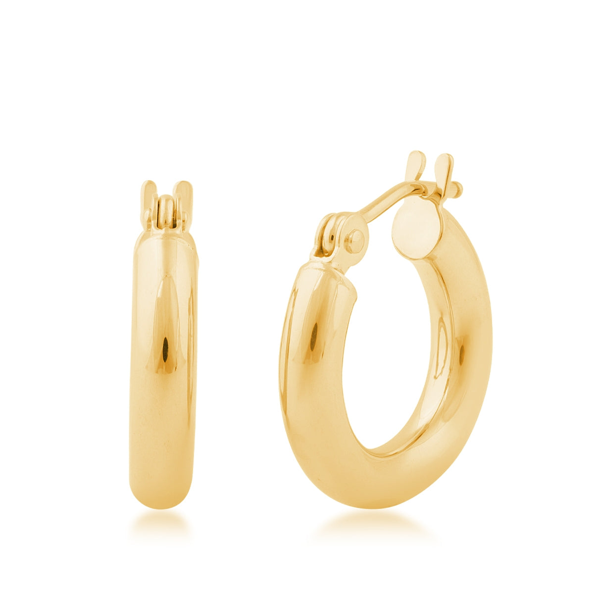 3x15mm Round Hoop Earrings in 10K Yellow Gold