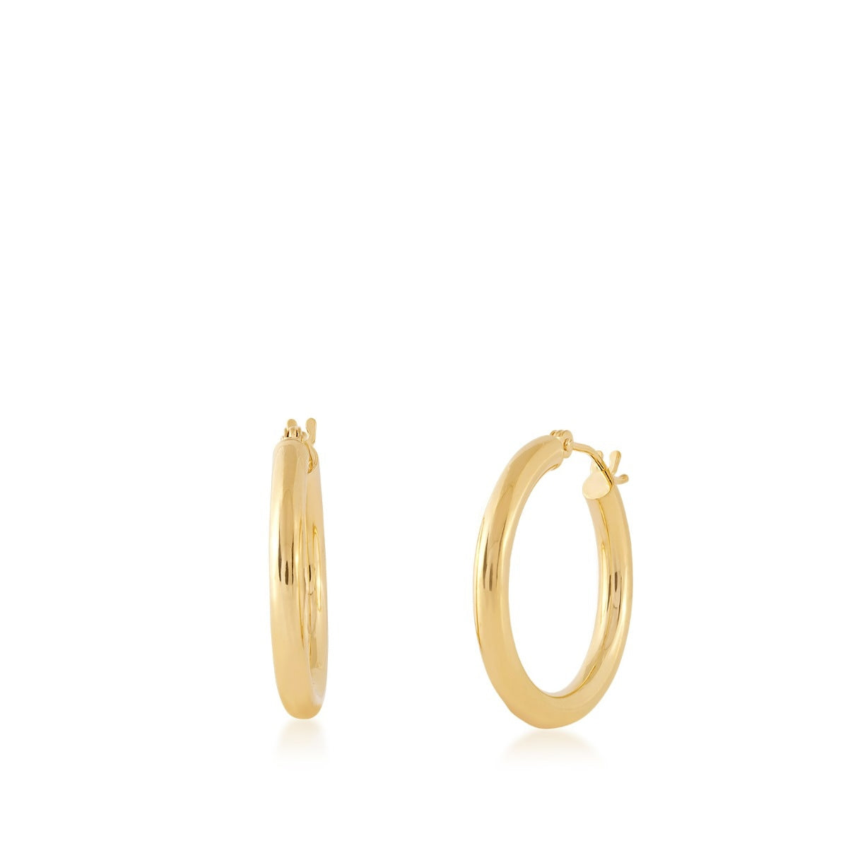 3x25mm Polished Hoop Earrings in 10K Yellow Gold