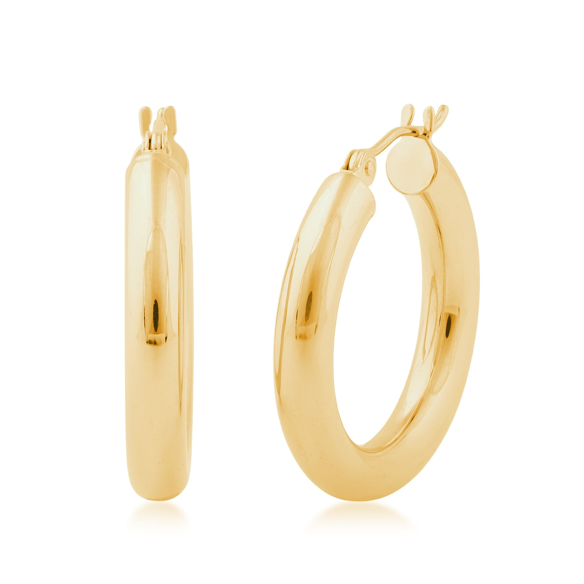 4x25mm Round Hoop Earrings in 10K Yellow Gold
