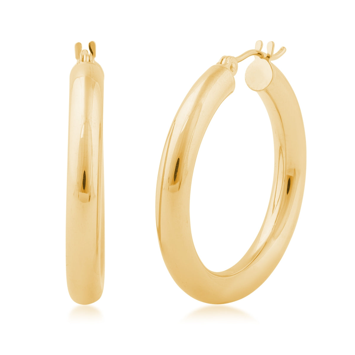 4x30mm Round Hoop Earrings in 10K Yellow Gold