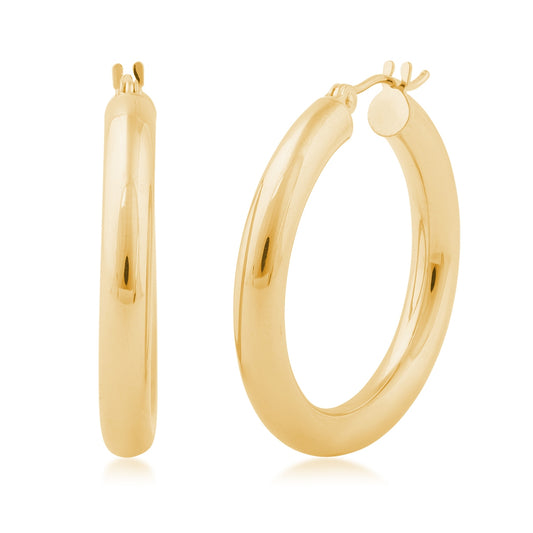 4x30mm Round Hoop Earrings in 10K Yellow Gold