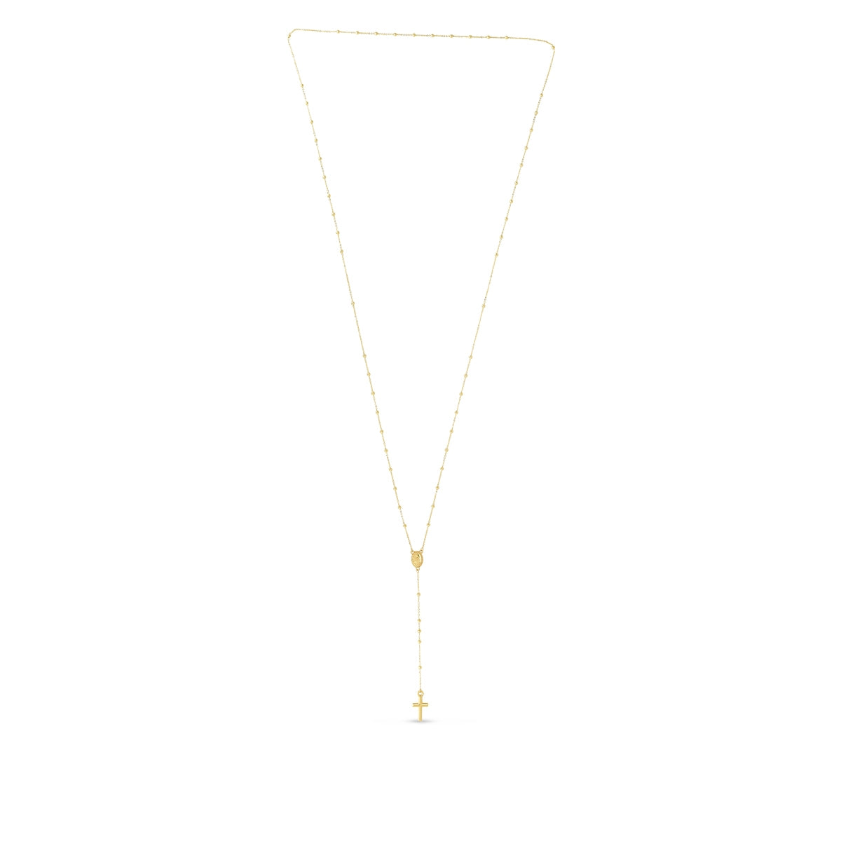 Cross Y Necklace in 14K Yellow Gold front view
