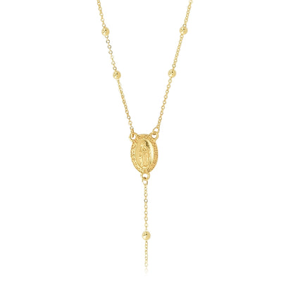 Cross Y Necklace in 14K Yellow Gold close-up detail