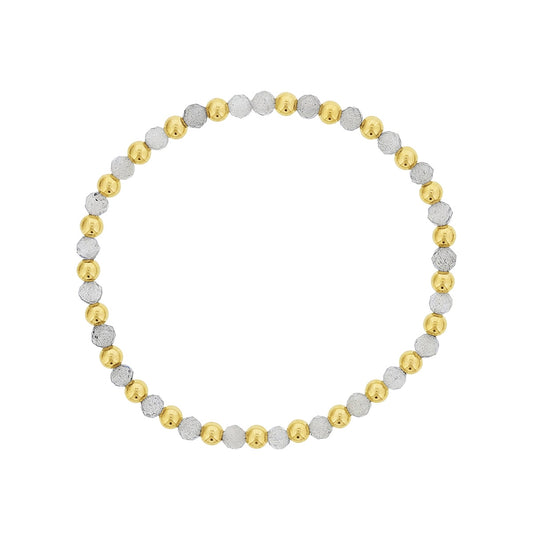 4mm Labradorite & 14K Yellow Gold Filled Bead Alternating Stretch Bracelet