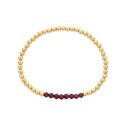 4mm Garnet & 14K Yellow Gold Filled Bead Stretch Bracelet
