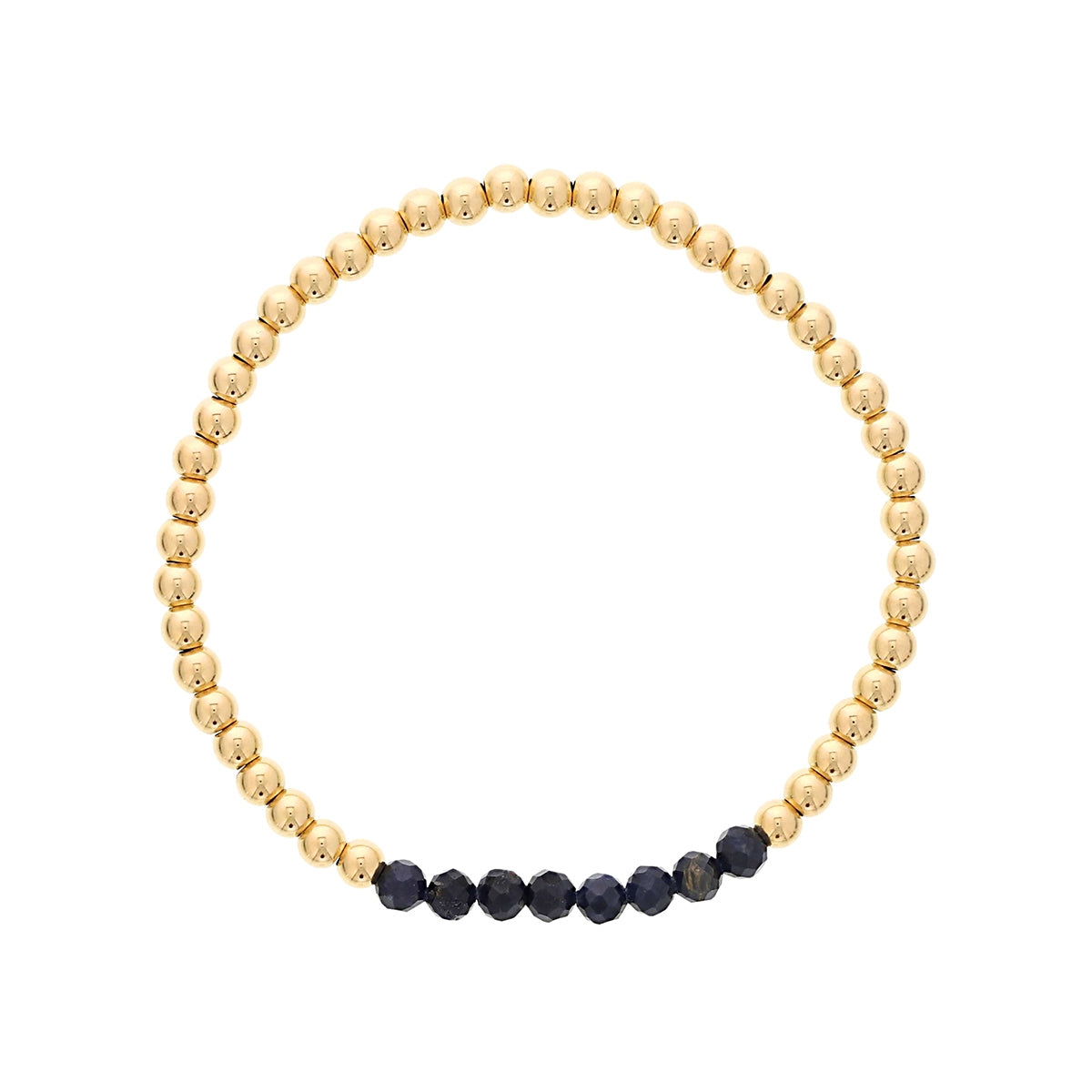 4mm Sapphire & 14K Yellow Gold Filled Bead Stretch Bracelet
