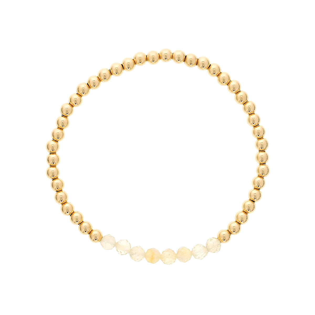 4mm Citrine & 14K Yellow Gold Filled Bead Stretch Bracelet