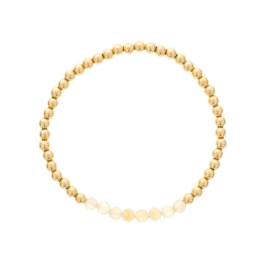 4mm Citrine & 14K Yellow Gold Filled Bead Stretch Bracelet