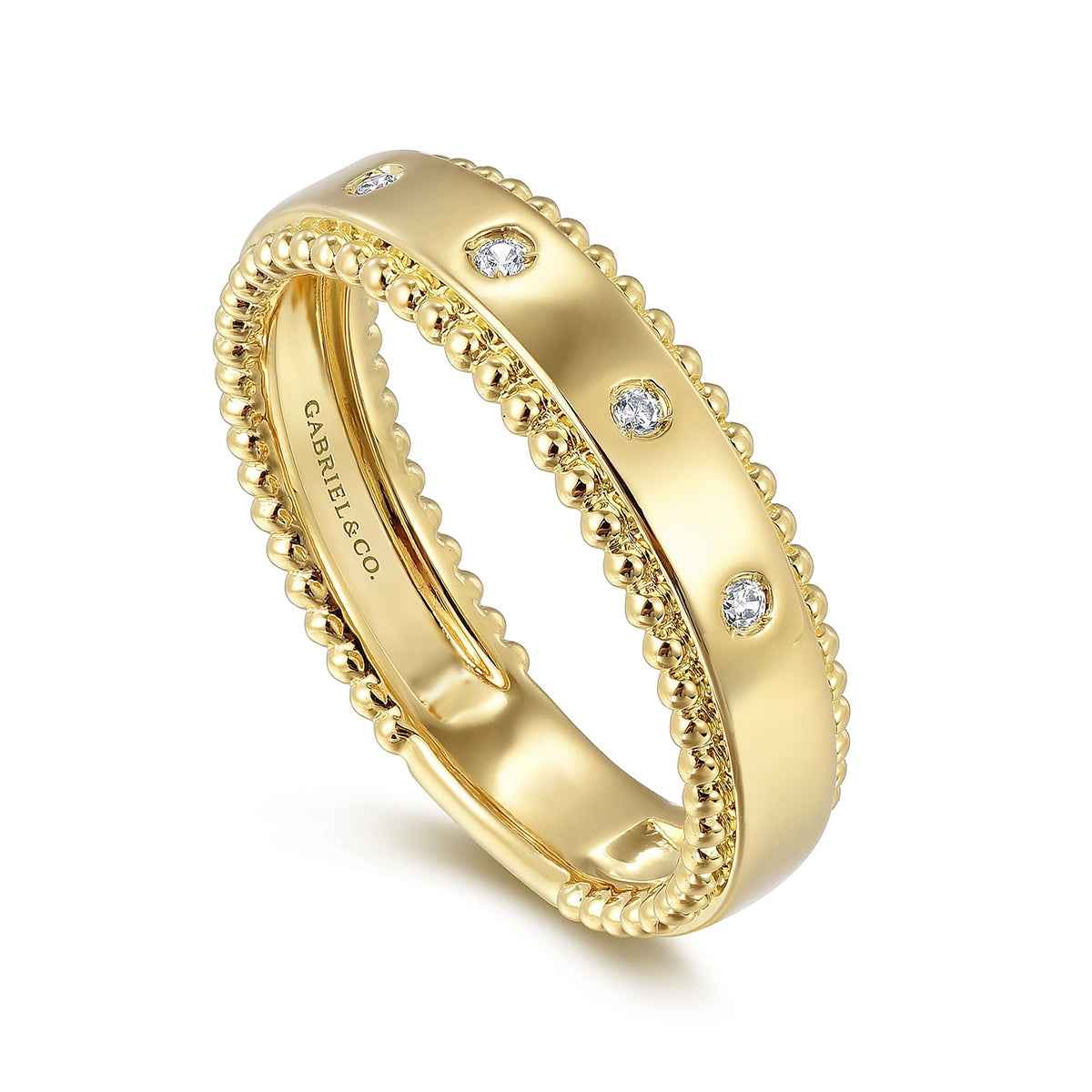 Gabriel & Co. Diamond Accent Bujukan Stackable Ring in 14K Yellow Gold front view