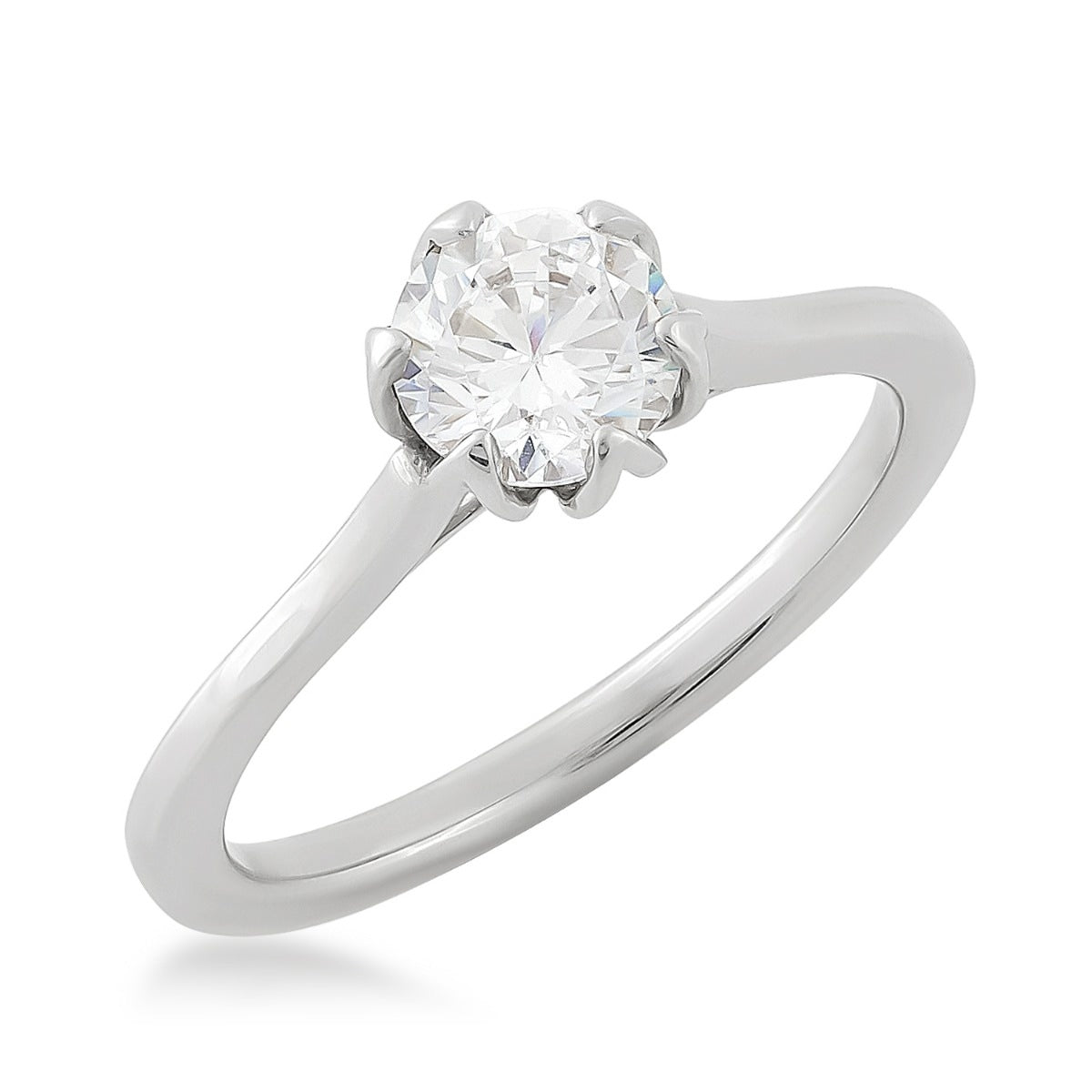 Noventa 1 ct. tw. Round Diamond Solitaire Ring in 14K White Gold front view