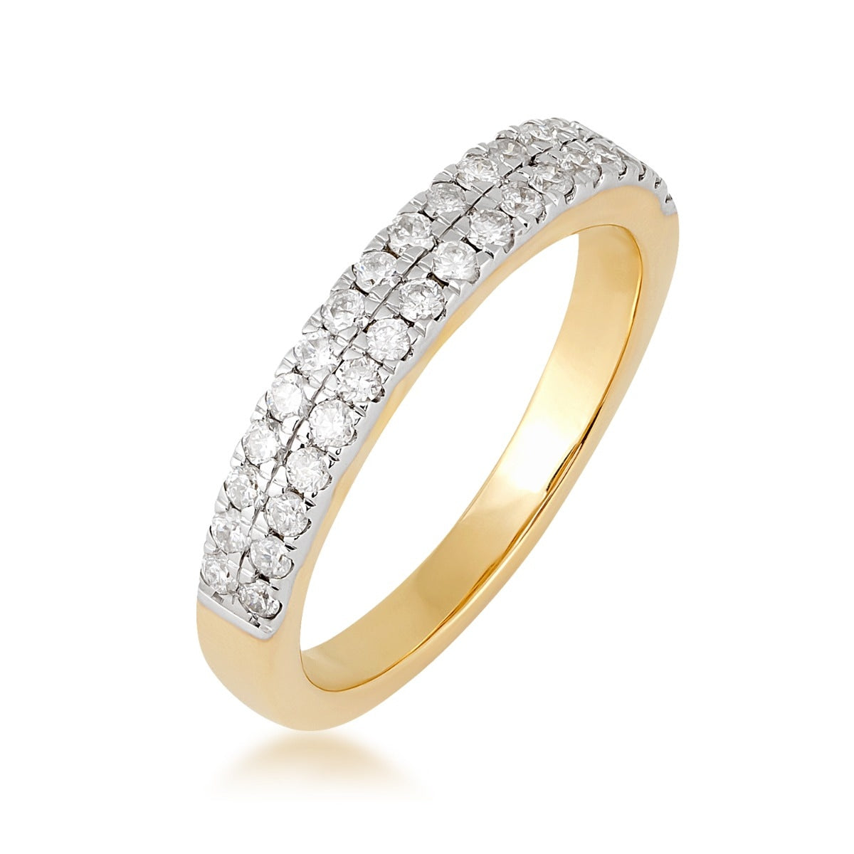 1/2 ct. tw. Diamond Double Row Anniversary Ring in 10K Yellow Gold front view