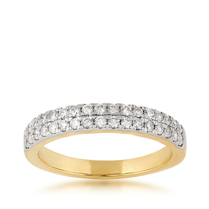 1/2 ct. tw. Diamond Double Row Anniversary Ring in 10K Yellow Gold