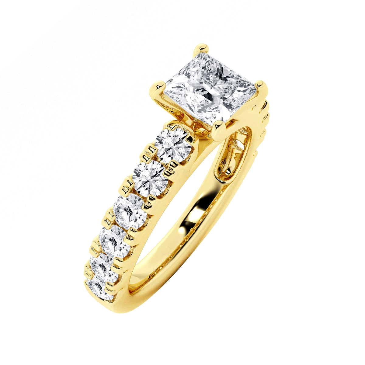 Adamante 3 ct. tw. Lab-Grown Princess Cut Diamond Engagement Ring in 14K Yellow Gold front view