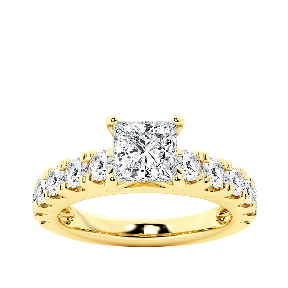 Adamante 3 ct. tw. Lab-Grown Princess Cut Diamond Engagement Ring in 14K Yellow Gold