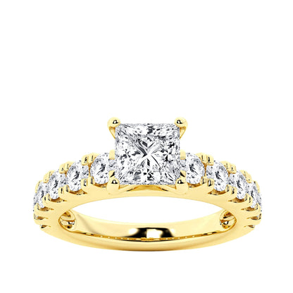 Adamante 3 ct. tw. Lab-Grown Princess Cut Diamond Engagement Ring in 14K Yellow Gold