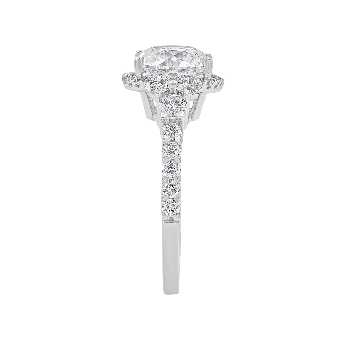 Adamante 4 ct. tw. Lab-Grown Round Brilliant Diamond Halo Engagement Ring in 14K White Gold front view