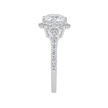 Adamante 4 ct. tw. Lab-Grown Round Brilliant Diamond Halo Engagement Ring in 14K White Gold front view
