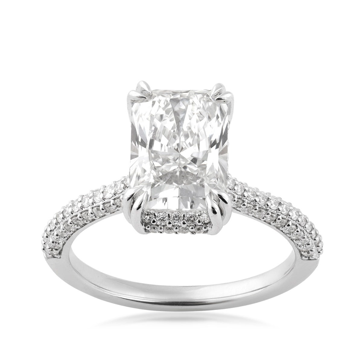 Adamante 3-1/2 ct. tw. Lab-Grown Radiant Cut Diamond Pave Double Halo Engagement Ring in 14K White Gold