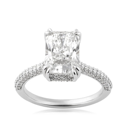 Adamante 3-1/2 ct. tw. Lab-Grown Radiant Cut Diamond Pave Double Halo Engagement Ring in 14K White Gold