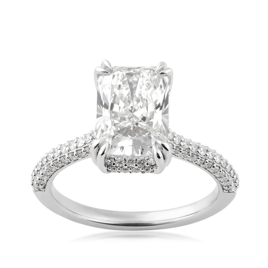 Adamante 3-1/2 ct. tw. Lab-Grown Radiant Cut Diamond Pave Double Halo Engagement Ring in 14K White Gold
