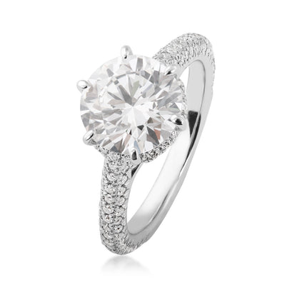 Adamante 3-3/4 ct. tw. Lab-Grown Round Brilliant Diamond Pave Halo Engagement Ring in 14K White Gold front view