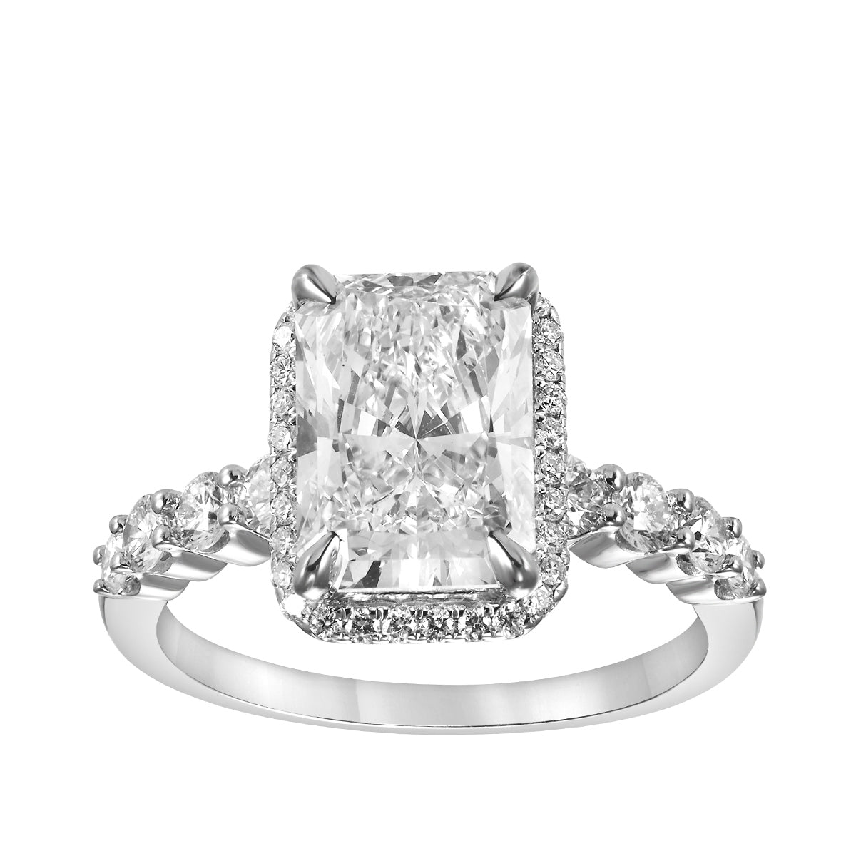 Adamante 3-5/8 ct. tw. Lab-Grown Radiant Cut Diamond Halo Engagement Ring in 14K White Gold